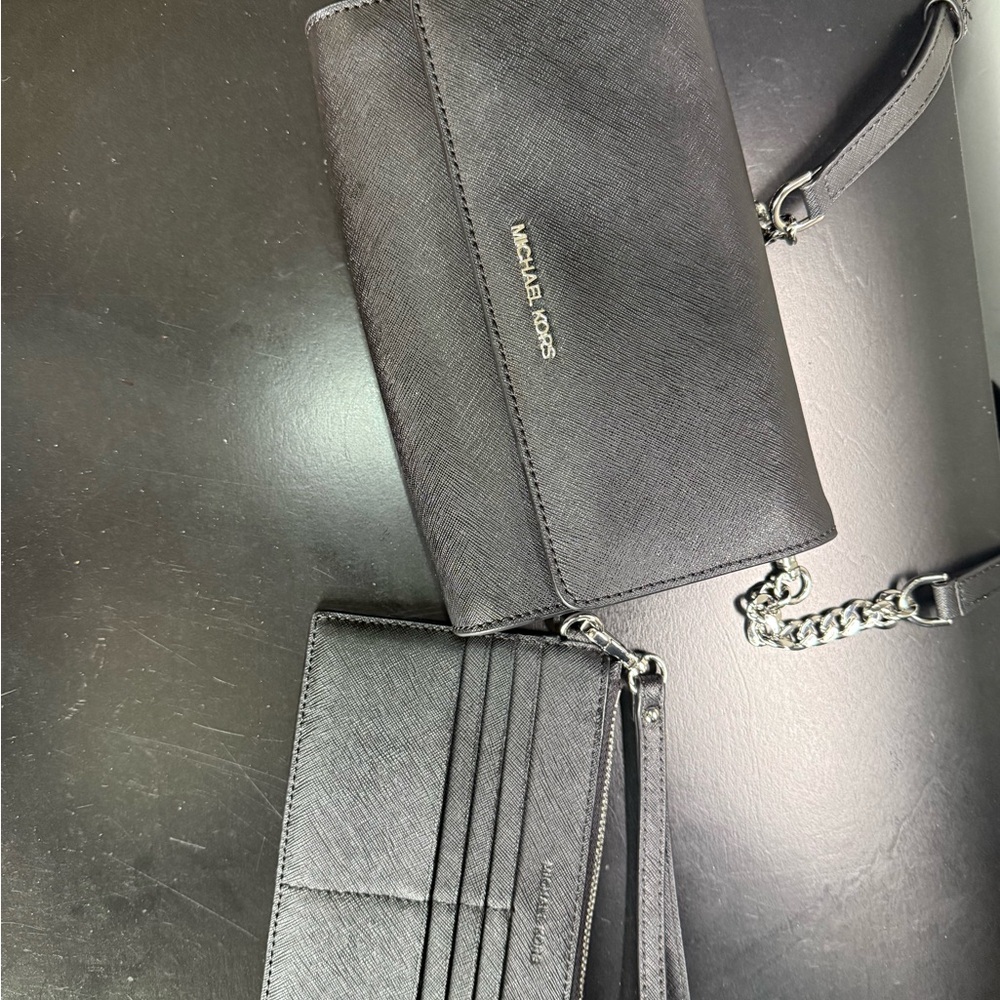 Michael Kors Black Clutch and Wristlet Set
